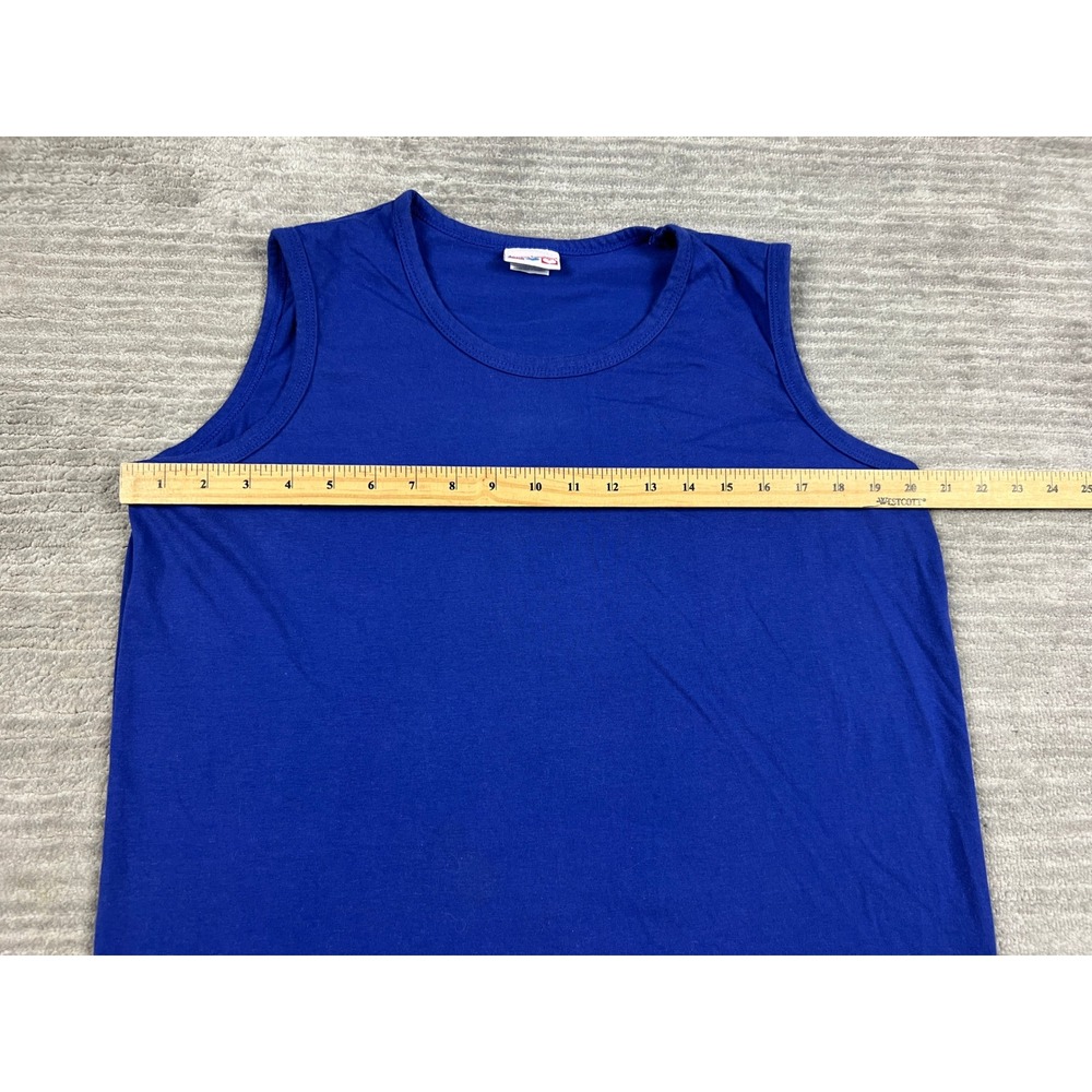 American Sweetheart Tank Top Womens L Blue Solid Crew Neck Cotton Blend Basic - Picture 4 of 11